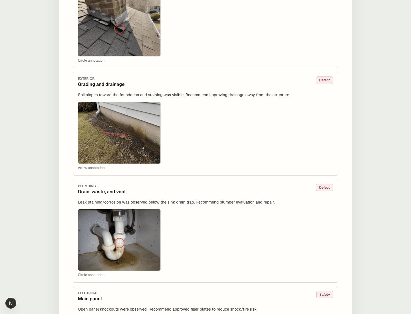 InspectorKit sample web report summary