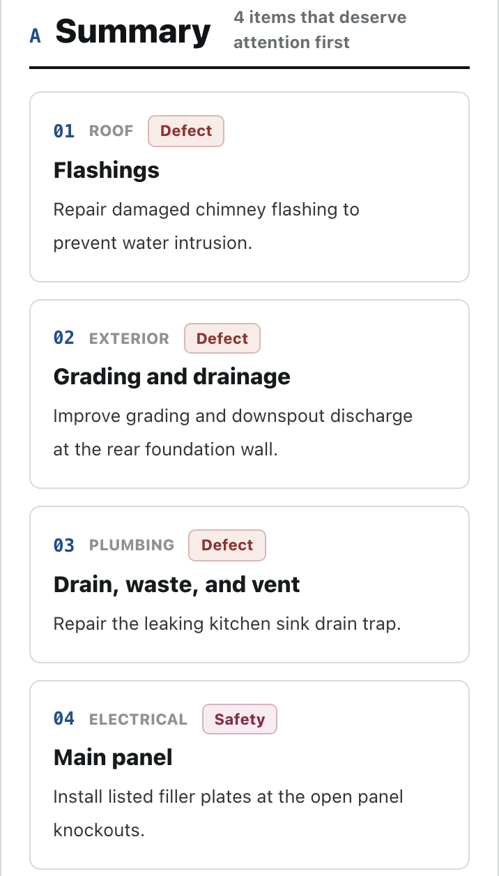 Mobile sample InspectorKit report summary