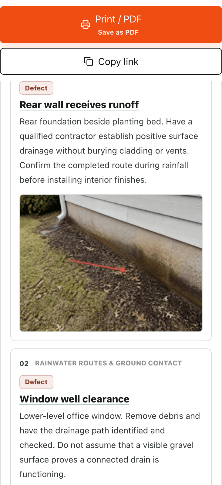 Mobile sample InspectorKit report summary