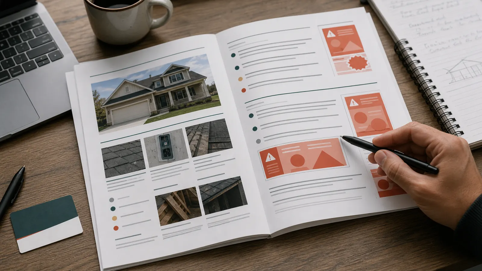 A home inspection report shown with unwanted third-party offers marked as ad space
