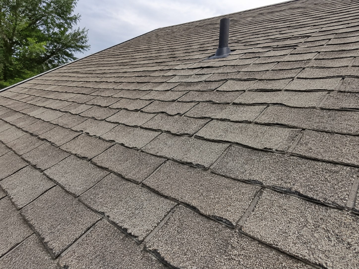 Closer view of the exposed shingle surface.